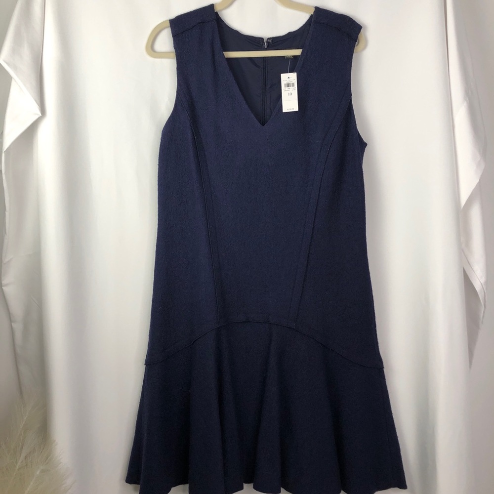 Ann Taylor wool blend midi raw hem dress